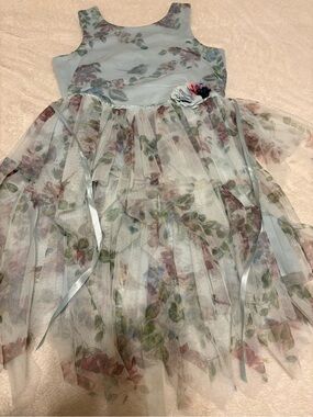Zunie Light Blue Floral Tulle Dress